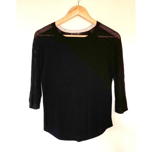 Rag & Bone Lexie Raglan Black Top - Picture 2 of 5